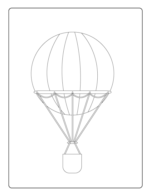 Pages de coloriage de montgolfière pour les enfants avec une feuille de travail d'activité en noir et blanc de montgolfières mignonnes