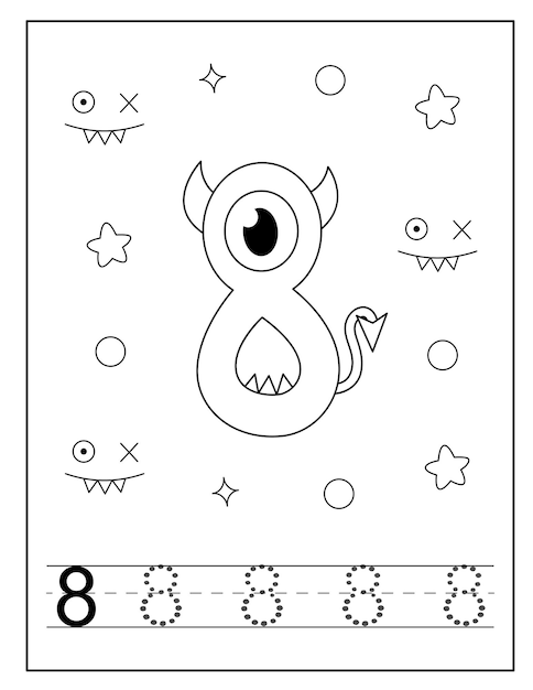 Pages De Coloriage De Numéro De Personnage De Monstre Pour Les Enfants