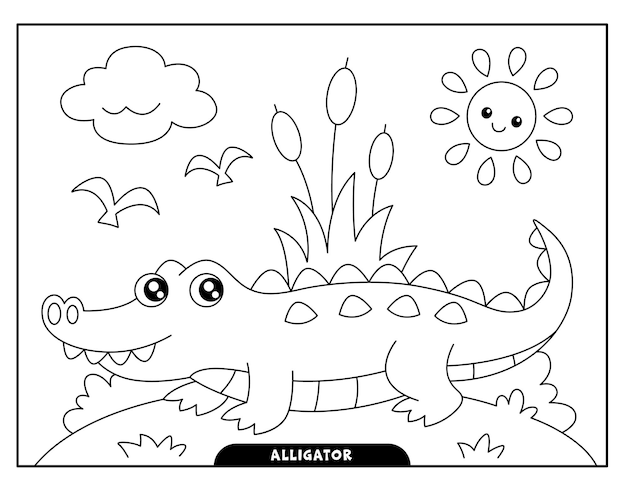 Pages à Colorier D'alligator Pour Les Enfants