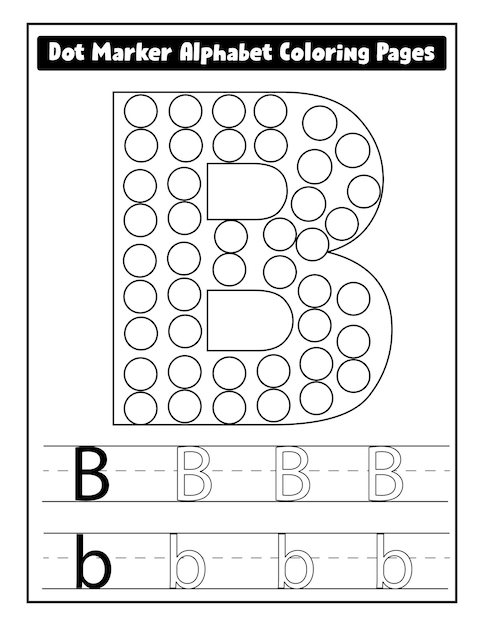 Pages à colorier de l'alphabet marqueur de points pour le vecteur des tout-petits