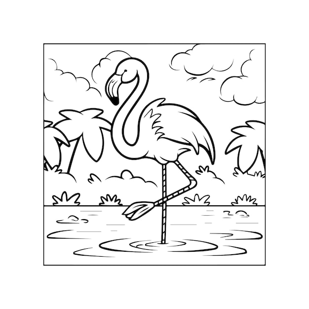 Pages à colorier Flamingo Vector de contour Flamingo pour le livre à colorier