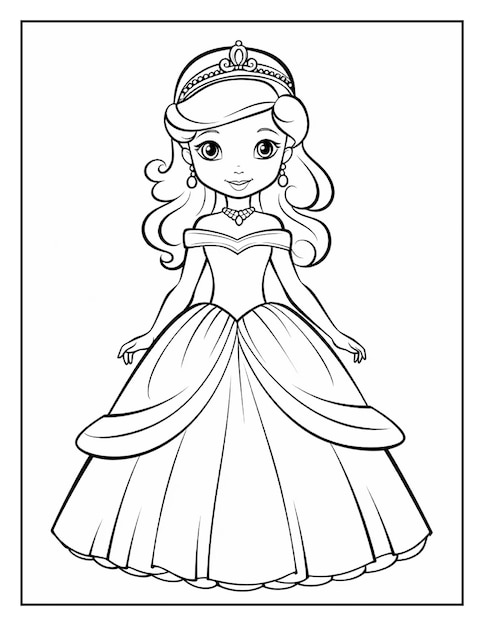 Vecteur des pages à colorier pour des princesses mignonnes pour les enfants