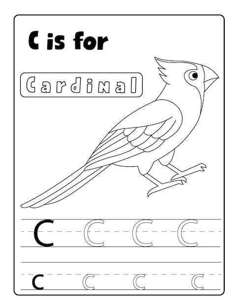 Pages à Colorier Et à Tracer Des Lettres Par Ordre Alphabétique Des Oiseaux Avec Le Nom