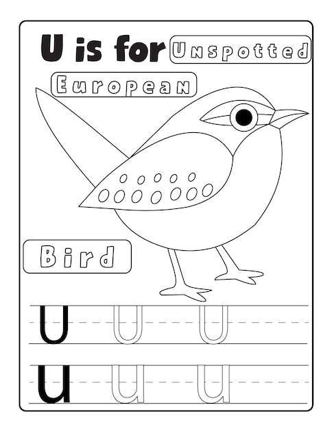 Pages à Colorier Et à Tracer Des Lettres Par Ordre Alphabétique Des Oiseaux Avec Le Nom