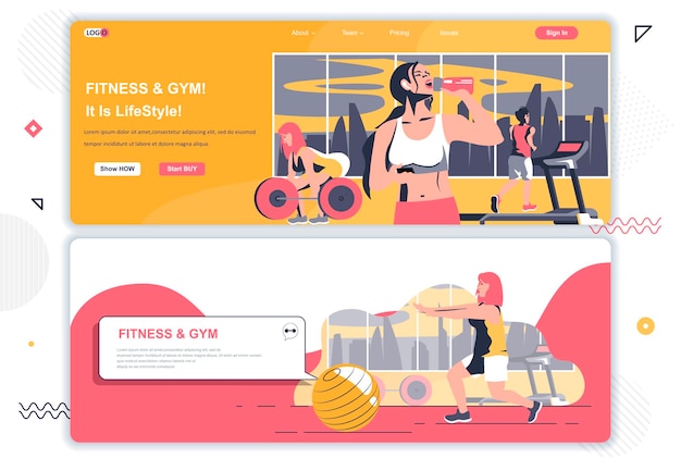 Pages de destination de la salle de fitness