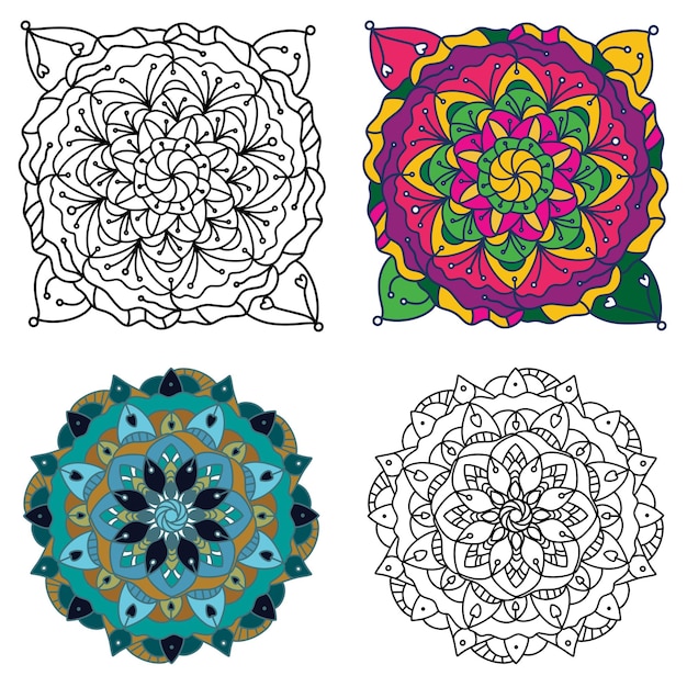 Pages De Livre De Coloriage Mandala Médaillon Antistress Indien Fleur Islamique Abstraite