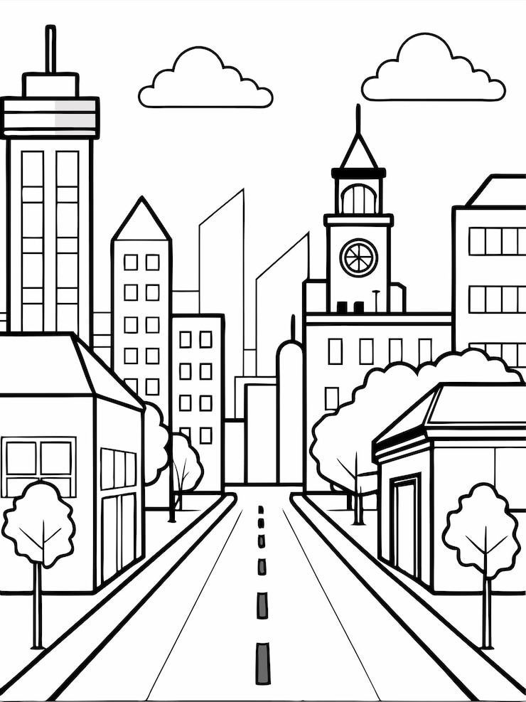 Vecteur pages de livres de coloriage urbains pour enfants et adultes avec design vectoriel
