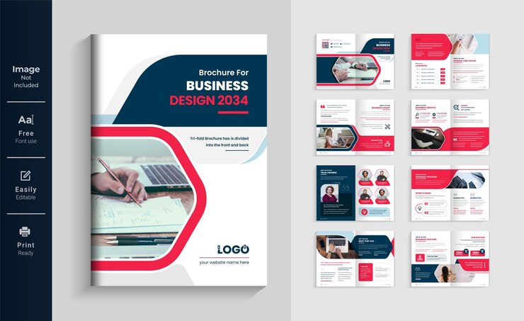 Vecteur pages profil brochure modèle mise en page conception couleur rouge forme minimaliste entreprise entreprise brochure