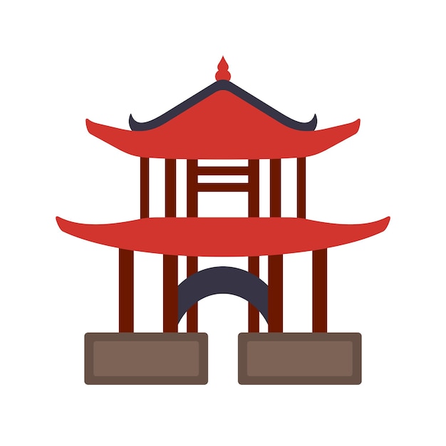 Vecteur pagode chinoise. illustration vectorielle de style plat. porte chinoise.