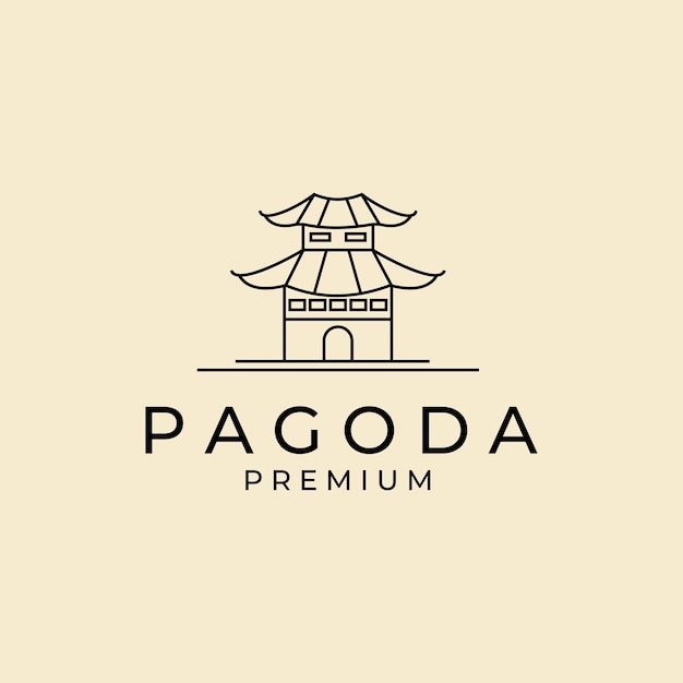 Pagode japon temple logo icône modèle de conception illustration vectorielle