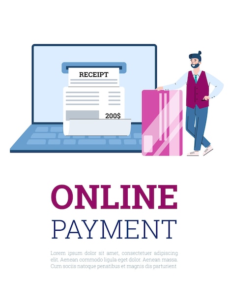 Paiement en ligne et concept de banque virtuelle illustration vectorielle de dessin animé plat