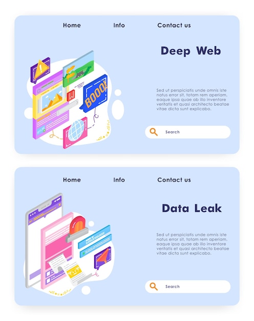 Paiement en ligne et facture financière technologie web profonde médias sociaux vecteur modèle de conception de site web l...
