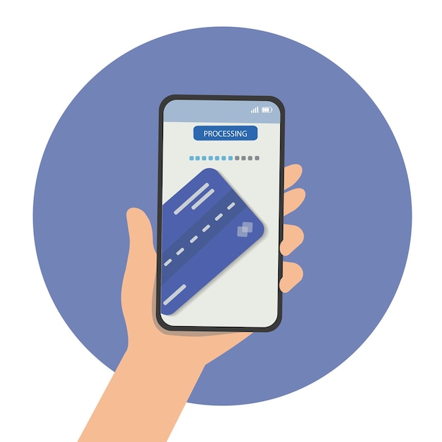 Paiement NFC pour les achats mobiles Smartphone avec paiement en ligne Carte de crédit sans espèces Concept de paiement sans contact Illustration du vecteur d'épayment