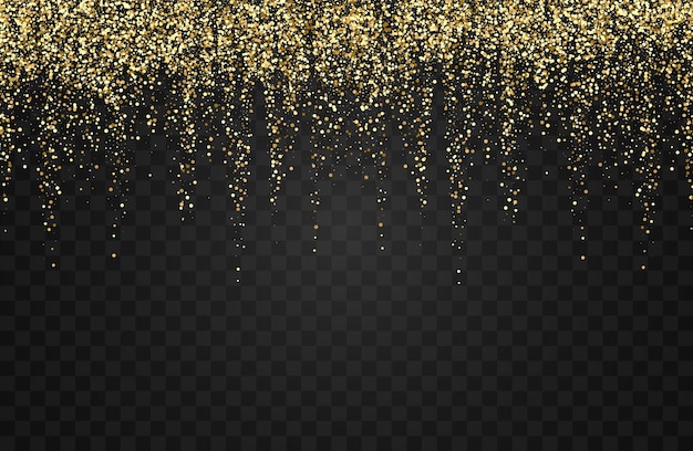Paillettes dorées allument fond vectoriel avec chute de poussière de paillettes Texture de fond abstrait paillettes d'or Texture riche de luxe