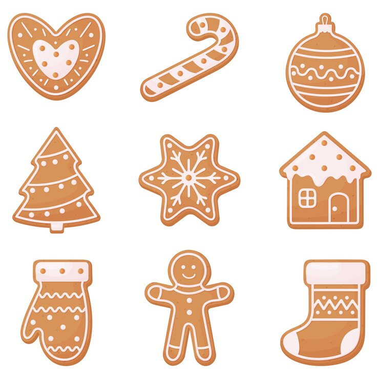Vecteur pain d'épices de noël, nourriture pour les vacances d'hiver.