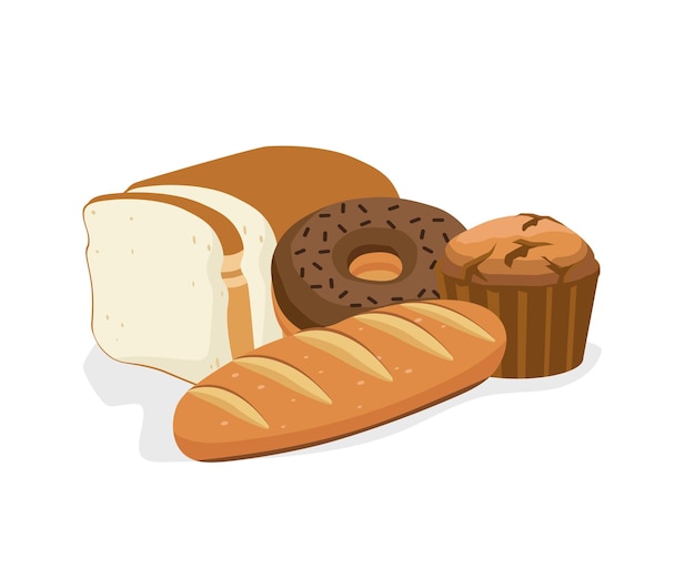 Pain frais isolé sur une illustration de stock blanc