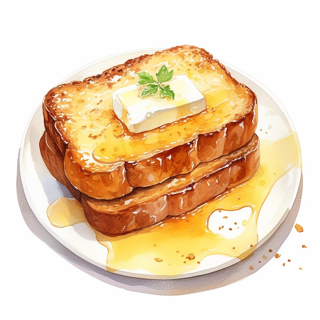 Pain perdu de style art aquarelle avec fond blanc