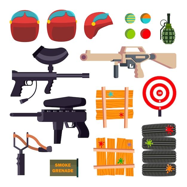 Vecteur paintball icons set