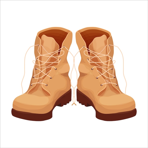 Paire De Chaussures De Voyage De Montagne De Bottes Militaires Dans Le Style De Bande Dessinée