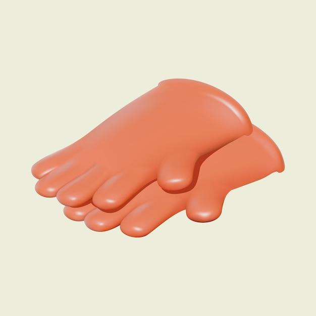 Vecteur une paire de gants de dessins animés rouges allongés isolés sur un fond blanc illustration vectorielle 3d