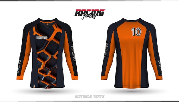 Vecteur une paire de maillots de sport orange et noirs avec le numéro 10 dessus