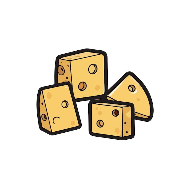 La paire parfaite de tranches et de dés de l'illustration du fromage gourmet