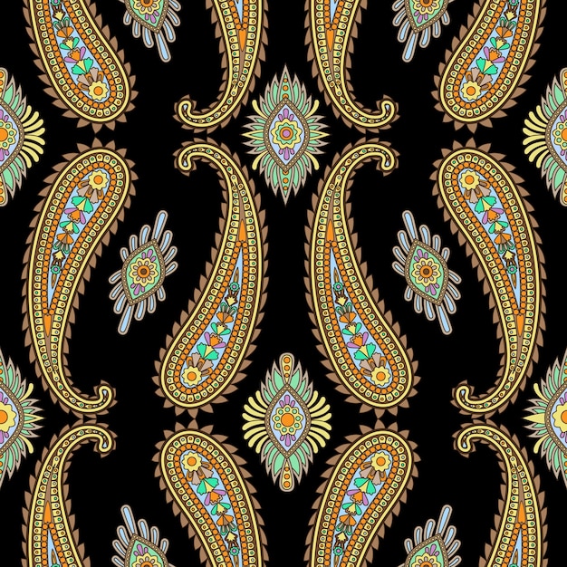 Paisley Ethnic Floral Hand Drawn Seamless Pattern