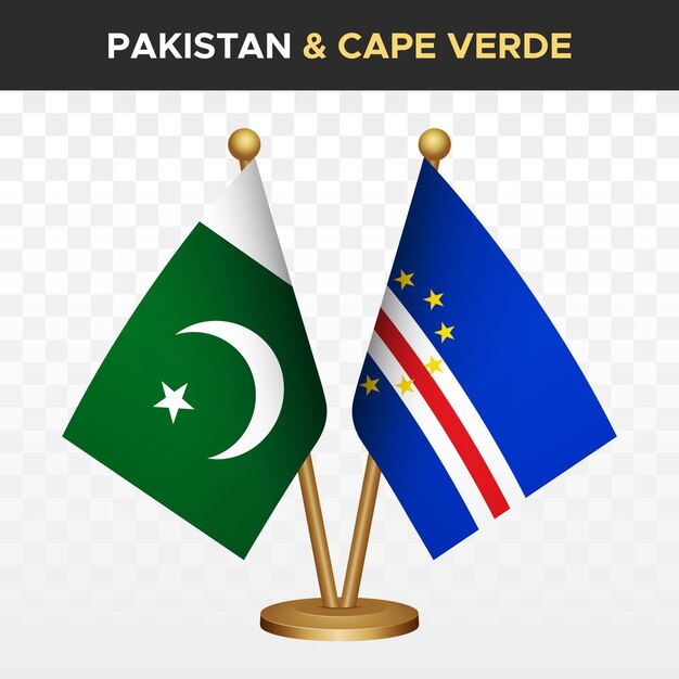 Le Pakistan contre le Cap-Vert, les drapeaux du Cabo Verde, le drapeau pakistanais en 3D isolé sur le blanc.