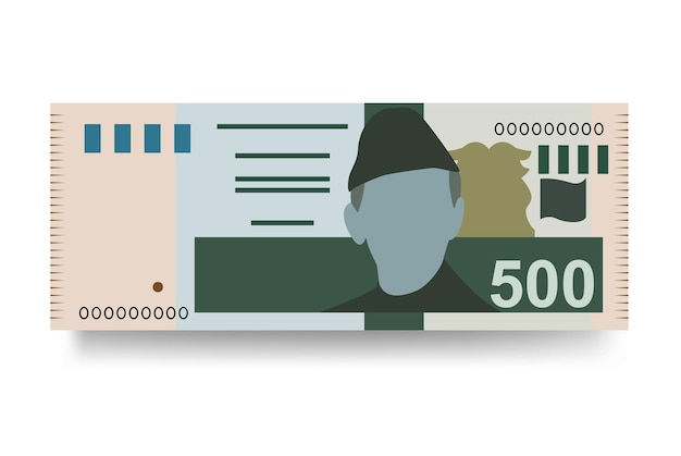 Vecteur pakistan rupee vector illustration ensemble d'argent pakistanais billets de banque papier-monnaie 500 pkr