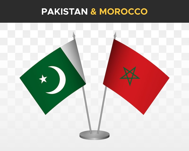 Pakistan vs maroc maquette de drapeaux de bureau isolé 3d drapeaux de table d'illustration vectorielle