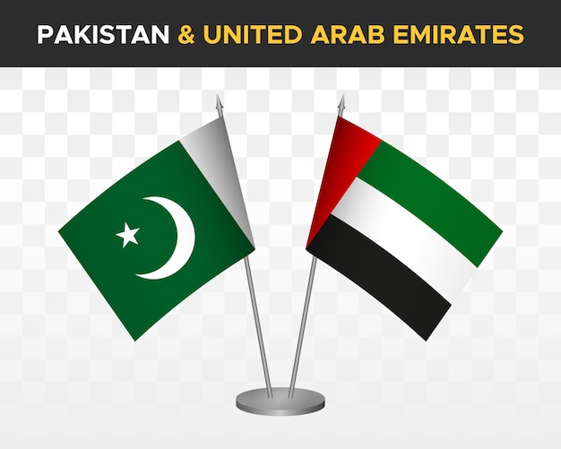Pakistan vs Émirats Arabes Unis Émirats Arabes Unis drapeaux de bureau maquette isolé 3d illustration vectorielle drapeaux de table