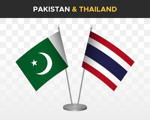 Pakistan Vs Thaïlande Maquette De Drapeaux De Bureau Isolé 3d Drapeaux De Table D'illustration Vectorielle