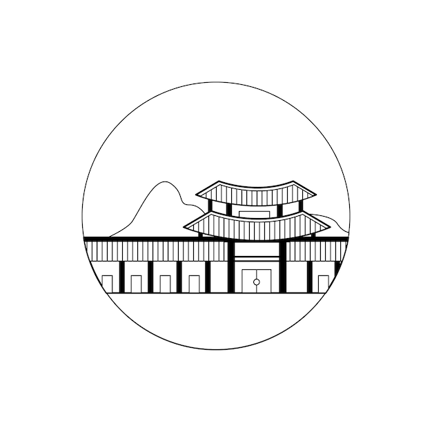 Palais de Corée dans la conception de contour transparent