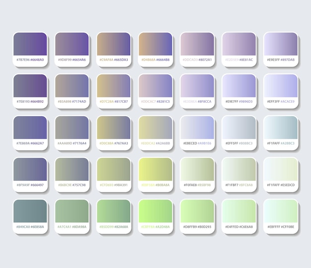 Vecteur palette de couleurs dégradé violet et vert avec hexagone