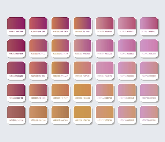 Vecteur palette de couleurs dégradées marron et rose avec hexagone