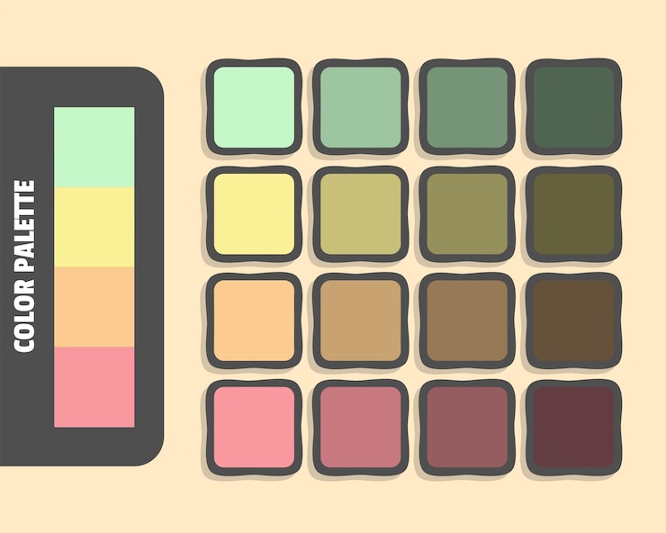 Vecteur la palette de couleurs est de couleur gris clair khaki khaki lumière saumon couleur assortie de couleurs rgb harmonieuses