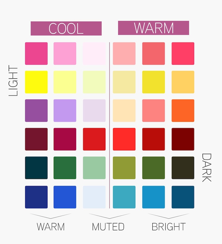 Vecteur palette de couleurs froides et chaudes