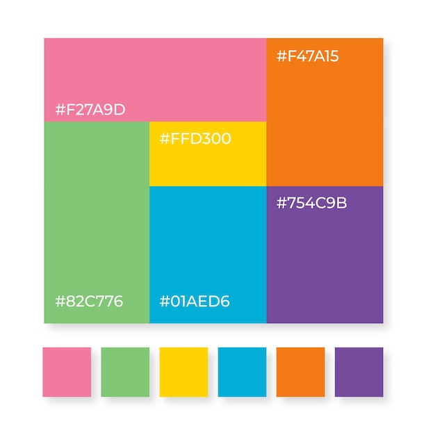 Vecteur palette de couleurs à la mode ton de couleur bonbon d'été pastel confortable avec code hexadécimal