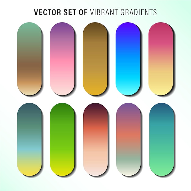 Vecteur palette de dégradés colorés vibrants. un exemple d'échantillons de couleurs vives.