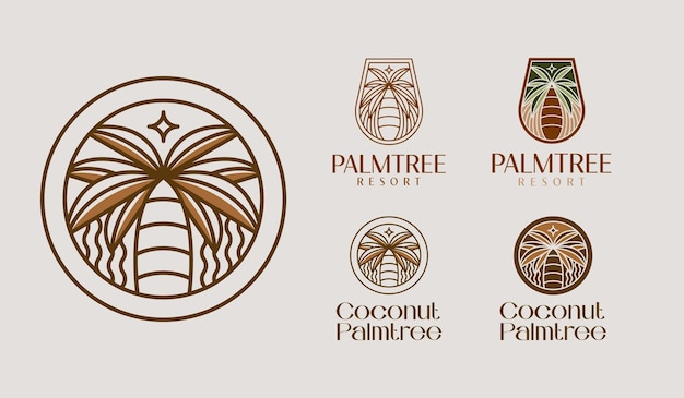 Palm Tree Summer Tropical Logo Symbole créatif premium universel Signe vectoriel icône modèle de logo Illustration vectorielle