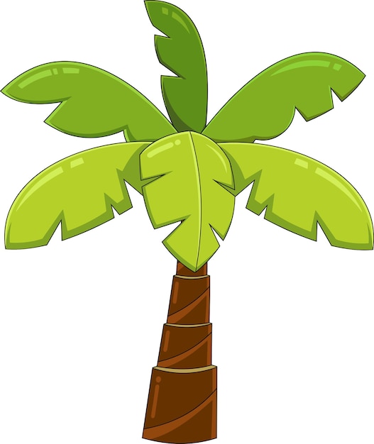 Palmier Tropical De Dessin Animé Avec Couronne De Feuilles Vertes Illustration Vectorielle Dessinée À La Main