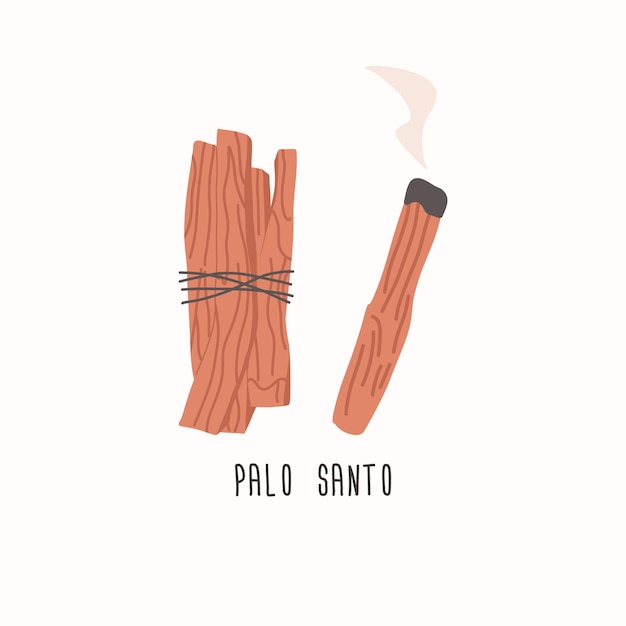 Vecteur palo santo bois sacré bâtons d'arbre bundle vecteur plat brûlant de l'encens palo santo