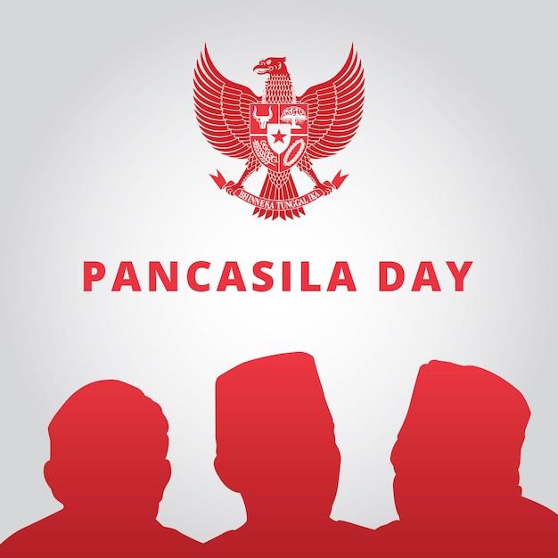 Pancasila Day Avec Silhouette Les Pères Fondateurs Et Symbole Indonésie Garuda Pancasila Vector