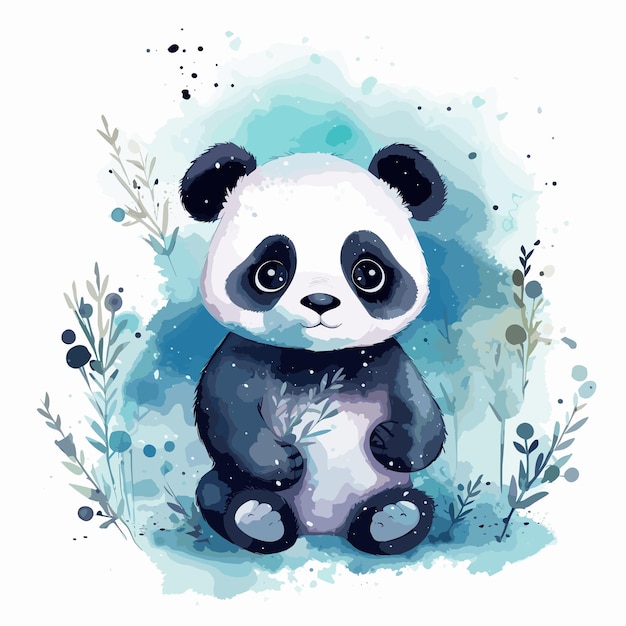 panda aquarelle isolé sur fond blanc