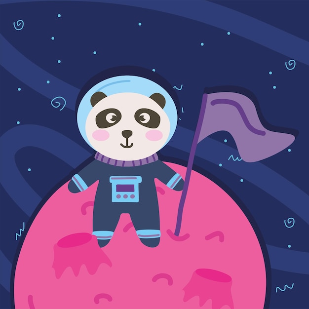 Panda Astronaute Sur Terre Dans L'espace