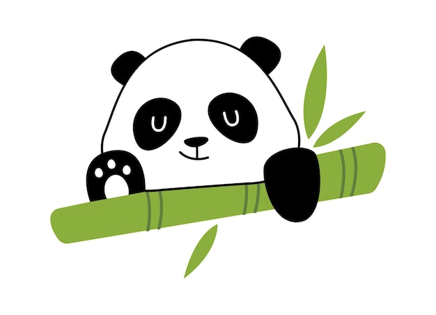 Vecteur le panda sur le bambou