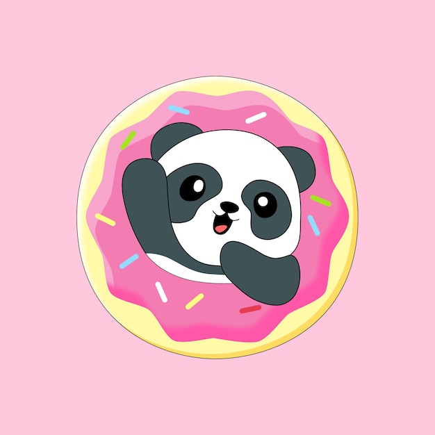 Le panda et les beignets de dessin animé