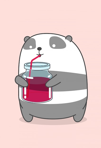 Panda Boit Une Boisson Gazeuse.