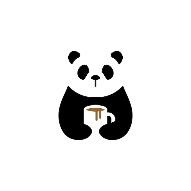 Panda Café Mug Logo Vector Icon Illustration