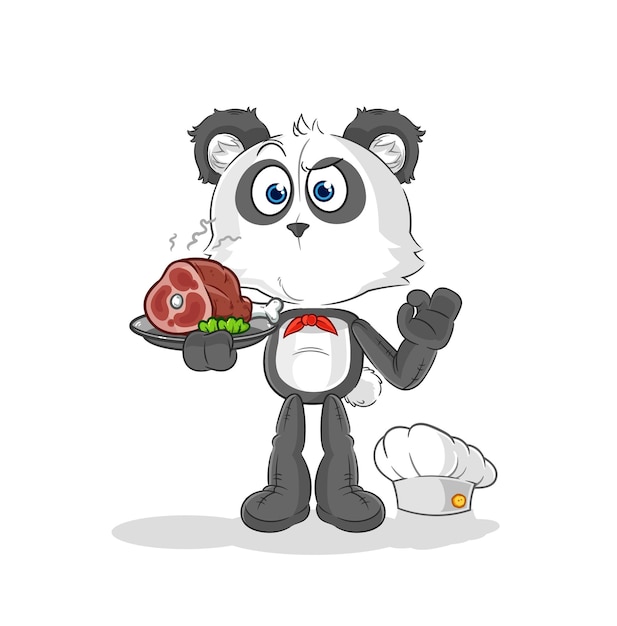 Panda Chef Avec Vecteur De Dessin Animé De Mascotte De Viande